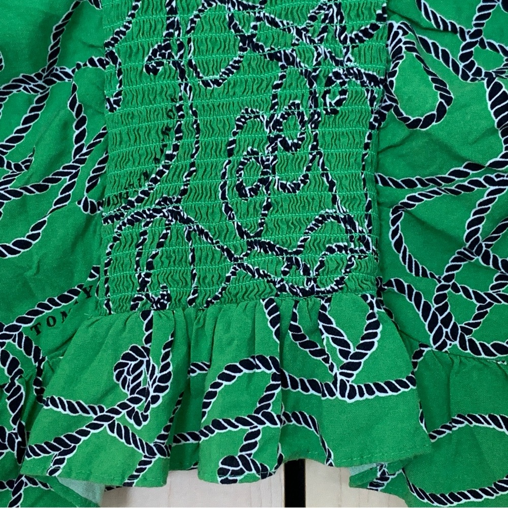 Tommy Hilfiger Top Women's Long Sleeve V Neck Smocked Back Crop‎ Green Size S - Picture 6 of 16